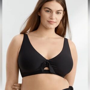 Birdsong Black Tie Front Bikini Top